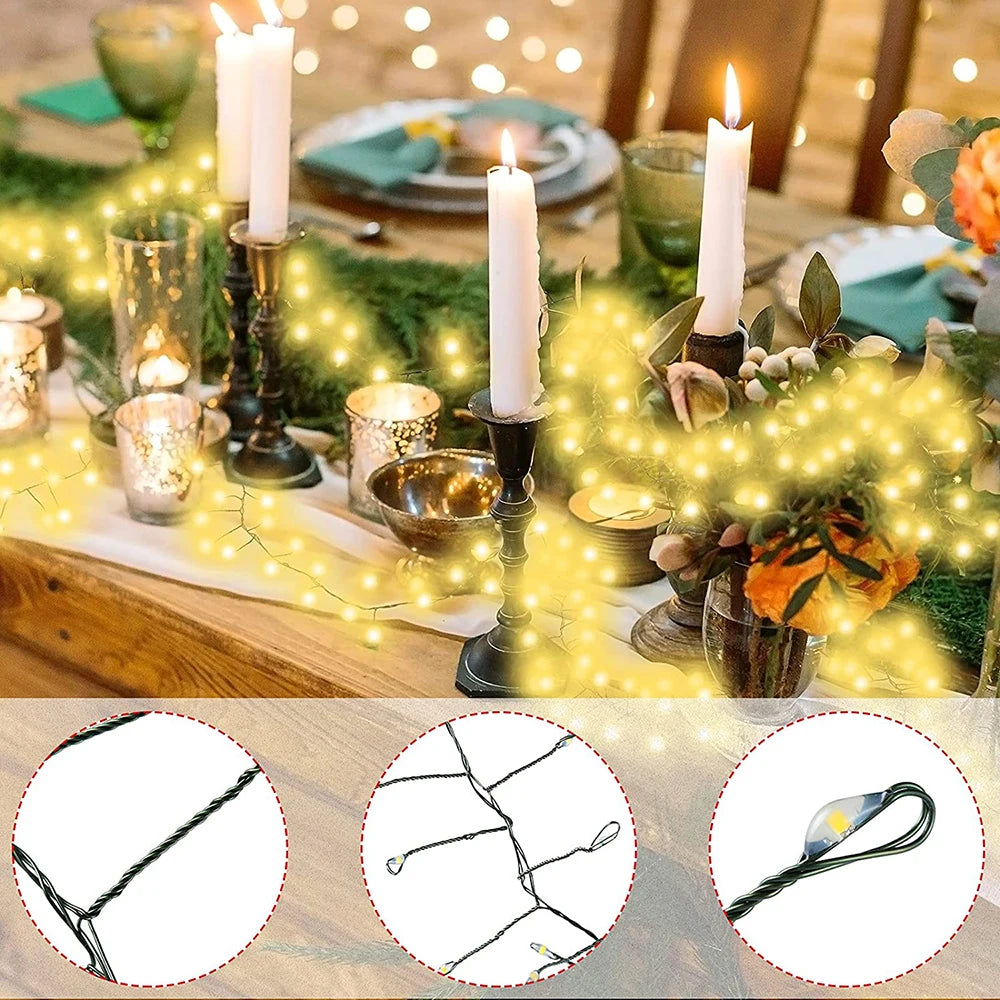 6M-42M LED Fairy Lights Cluster Firecracker String Holiday Wreath Terrace Home Birthday Christmas Tree Decorative Lamp